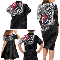Hawaii Flag Day Family Matching Long Sleeve Bodycon Dress and Hawaiian Shirt Hawaiian Maile Lei LT05 - Polynesian Pride
