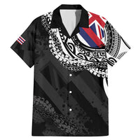 Hawaii Flag Day Family Matching Mermaid Dress and Hawaiian Shirt Hawaiian Maile Lei LT05 Dad's Shirt - Short Sleeve Black - Polynesian Pride