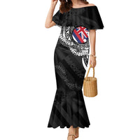 Hawaii Flag Day Family Matching Mermaid Dress and Hawaiian Shirt Hawaiian Maile Lei LT05 Mom's Dress Black - Polynesian Pride