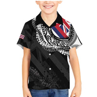 Hawaii Flag Day Family Matching Mermaid Dress and Hawaiian Shirt Hawaiian Maile Lei LT05 Son's Shirt Black - Polynesian Pride