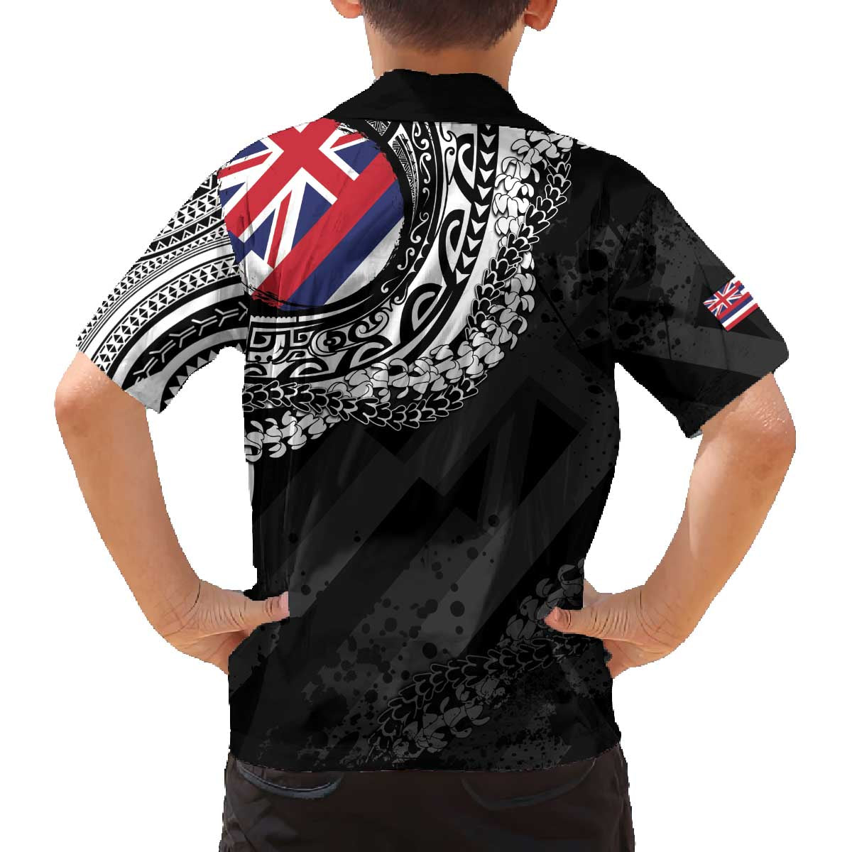 Hawaii Flag Day Family Matching Off The Shoulder Long Sleeve Dress and Hawaiian Shirt Hawaiian Maile Lei LT05 - Polynesian Pride