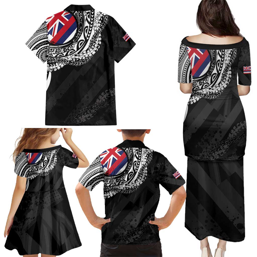 Hawaii Flag Day Family Matching Puletasi and Hawaiian Shirt Hawaiian Maile Lei