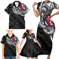 Hawaii Flag Day Family Matching Short Sleeve Bodycon Dress and Hawaiian Shirt Hawaiian Maile Lei LT05 - Polynesian Pride