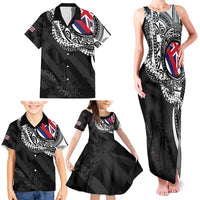 Hawaii Flag Day Family Matching Tank Maxi Dress and Hawaiian Shirt Hawaiian Maile Lei LT05 - Polynesian Pride