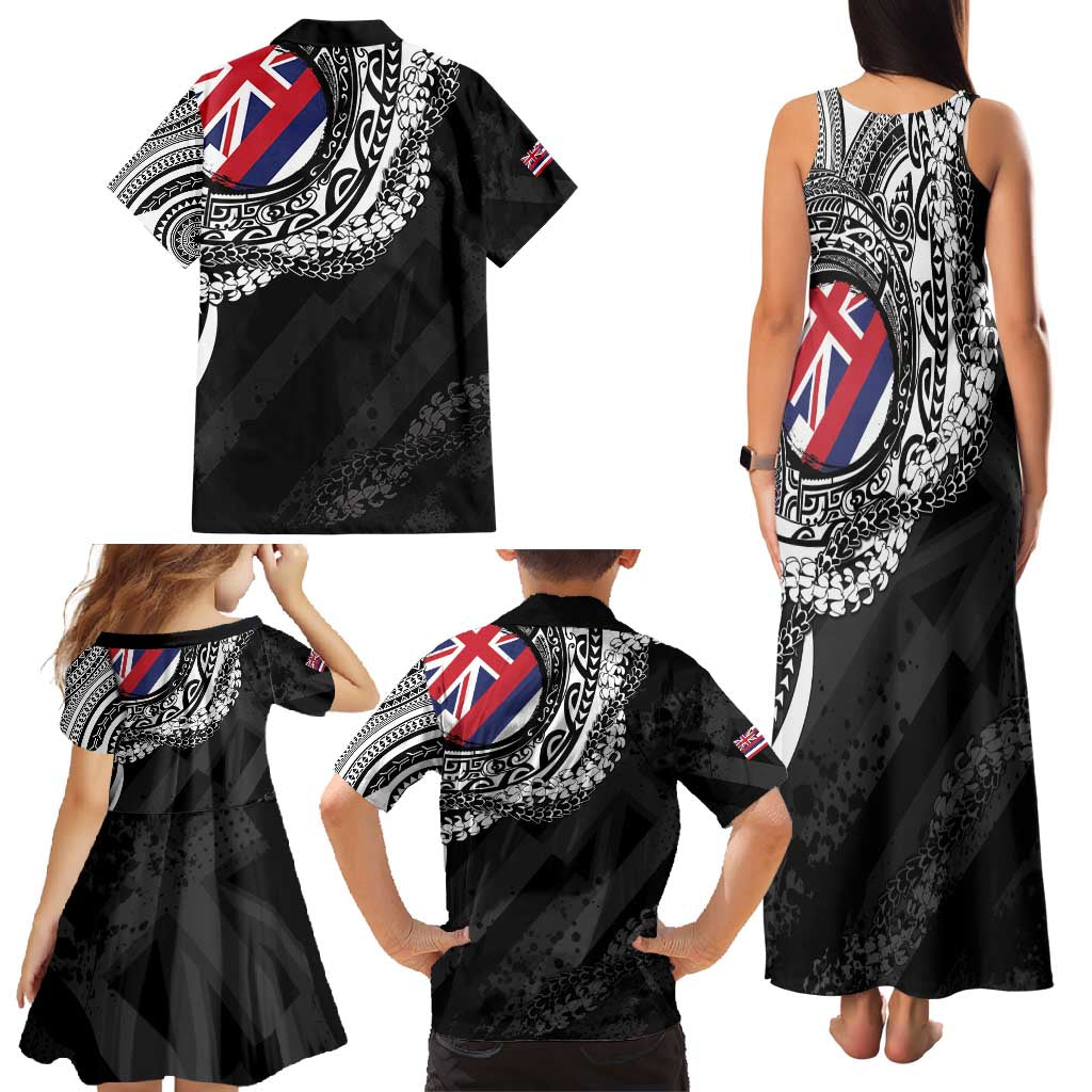 Hawaii Flag Day Family Matching Tank Maxi Dress and Hawaiian Shirt Hawaiian Maile Lei LT05 - Polynesian Pride