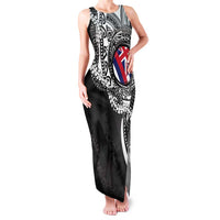 Hawaii Flag Day Family Matching Tank Maxi Dress and Hawaiian Shirt Hawaiian Maile Lei LT05 Mom's Dress Black - Polynesian Pride