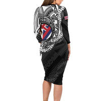 Hawaii Flag Day Long Sleeve Bodycon Dress Hawaiian Maile Lei