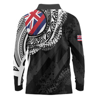 Hawaii Flag Day Long Sleeve Polo Shirt Hawaiian Maile Lei