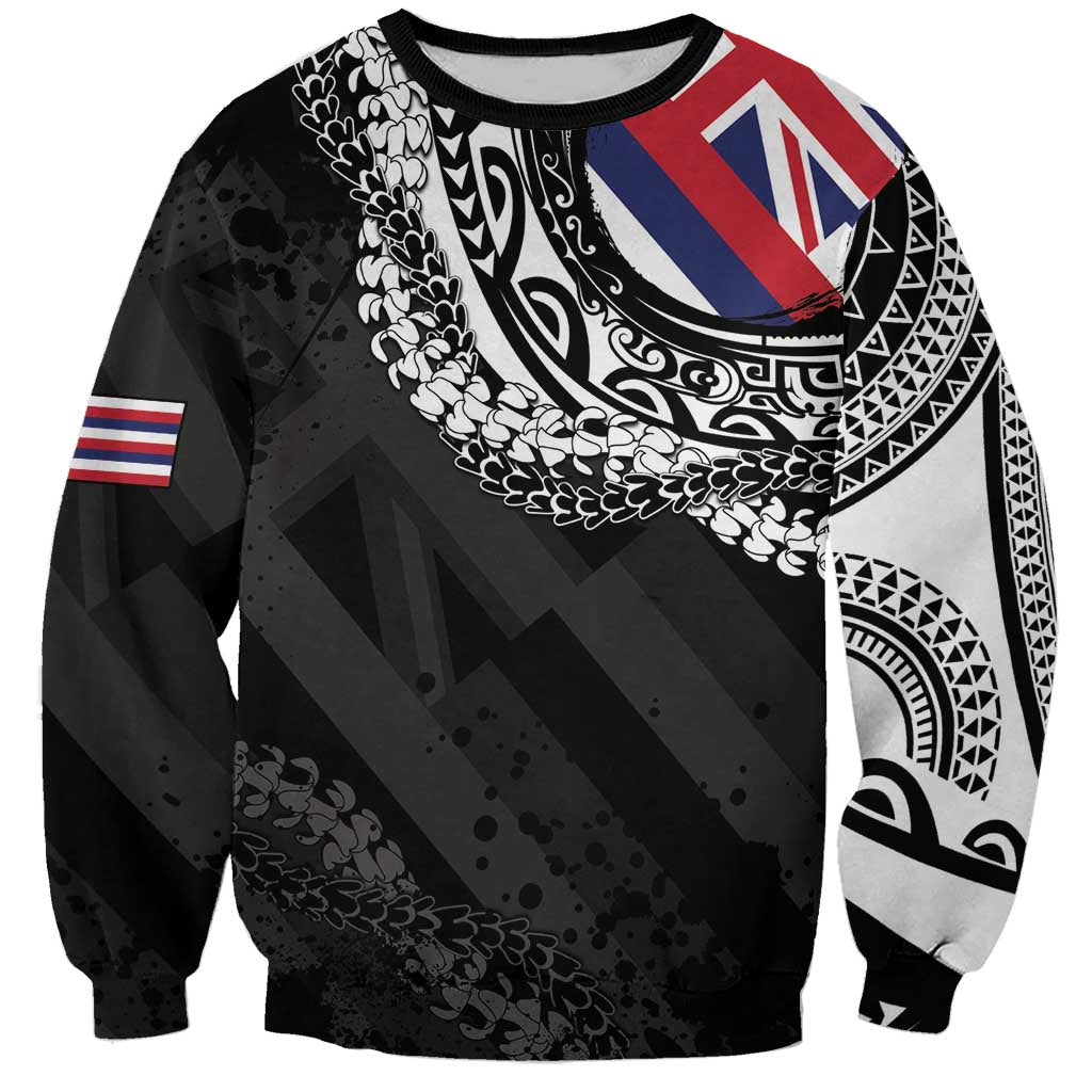 Hawaii Flag Day Sweatshirt Hawaiian Maile Lei LT05 Unisex Black - Polynesian Pride