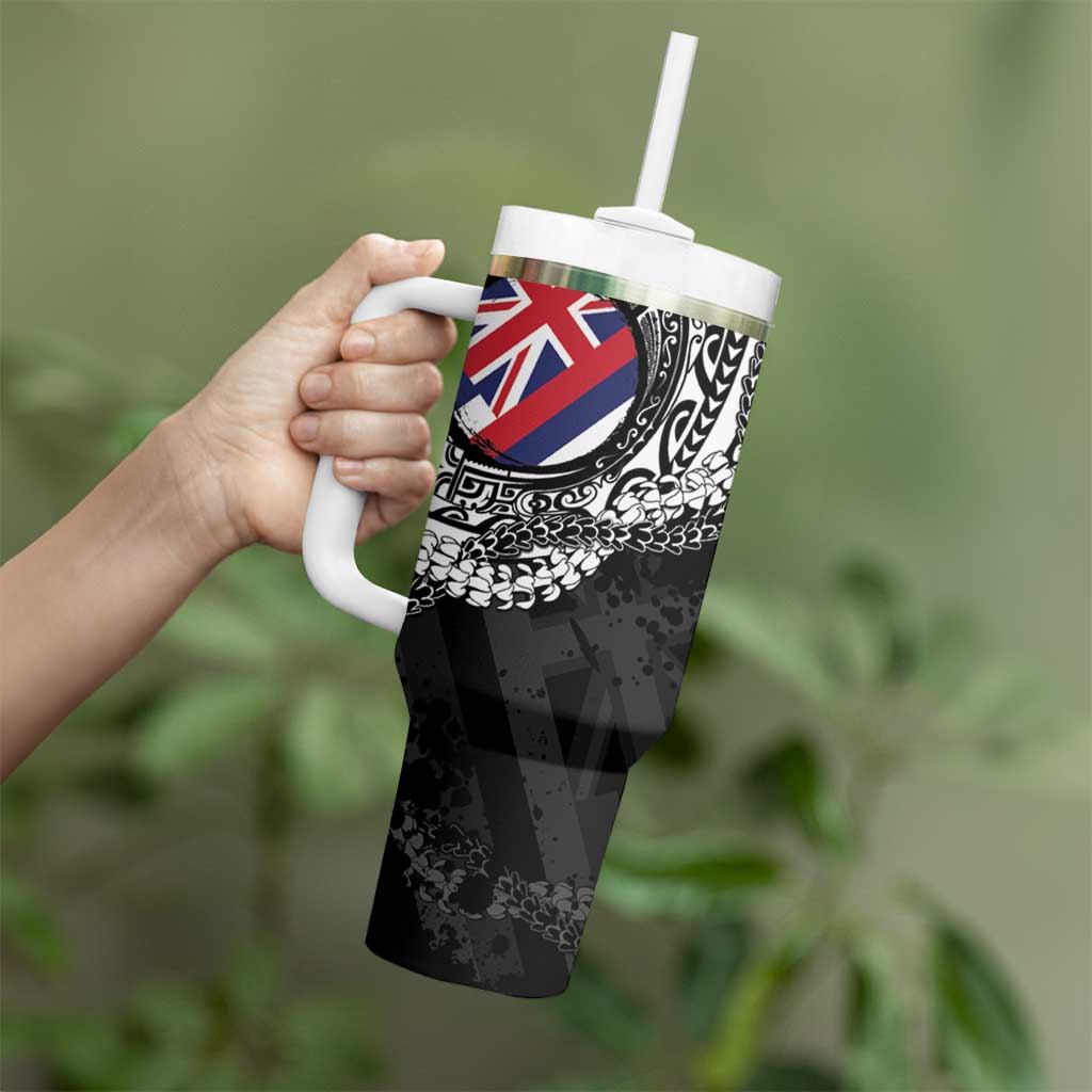 Hawaii Flag Day Tumbler With Handle Hawaiian Maile Lei