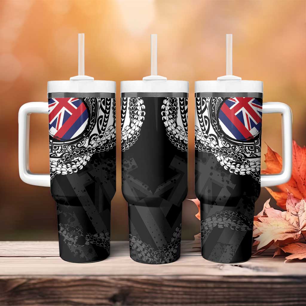 Hawaii Flag Day Tumbler With Handle Hawaiian Maile Lei