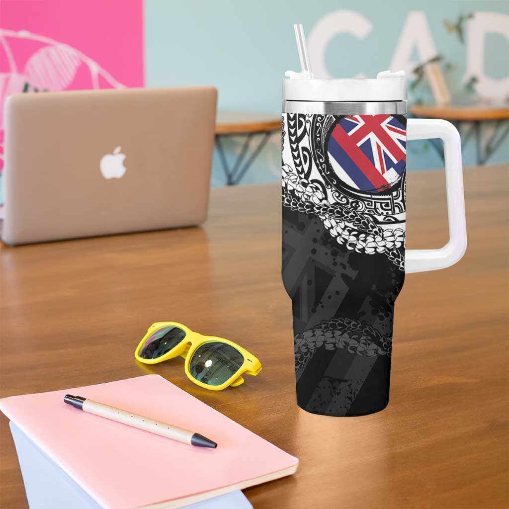 Hawaii Flag Day Tumbler With Handle Hawaiian Maile Lei