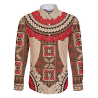Samoa Language Week Family Matching Puletasi and Hawaiian Shirt Samoan Motif With Red Hibiscus