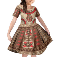 Samoa Language Week Family Matching Short Sleeve Bodycon Dress and Hawaiian Shirt Samoan Motif With Red Hibiscus