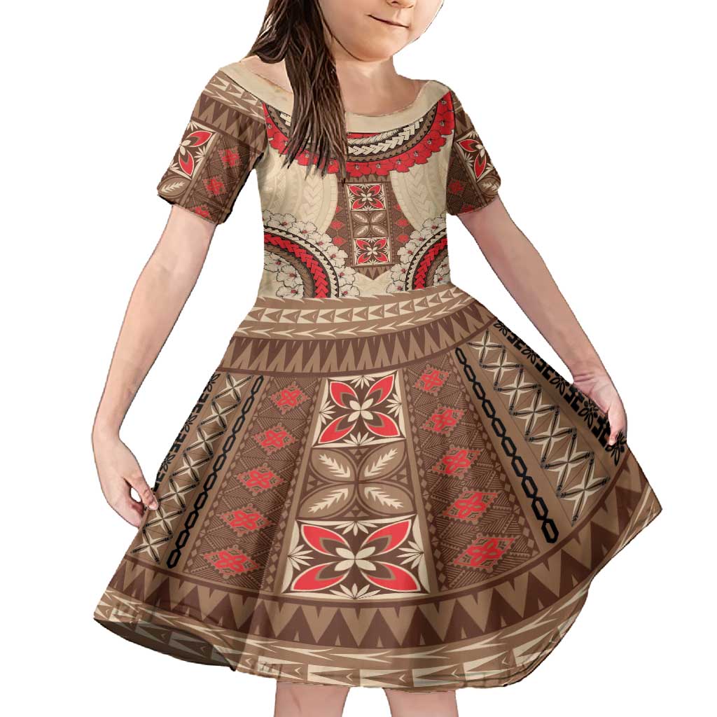 Samoa Language Week Family Matching Summer Maxi Dress and Hawaiian Shirt Samoan Motif With Red Hibiscus