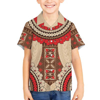 Samoa Language Week Family Matching Tank Maxi Dress and Hawaiian Shirt Samoan Motif With Red Hibiscus