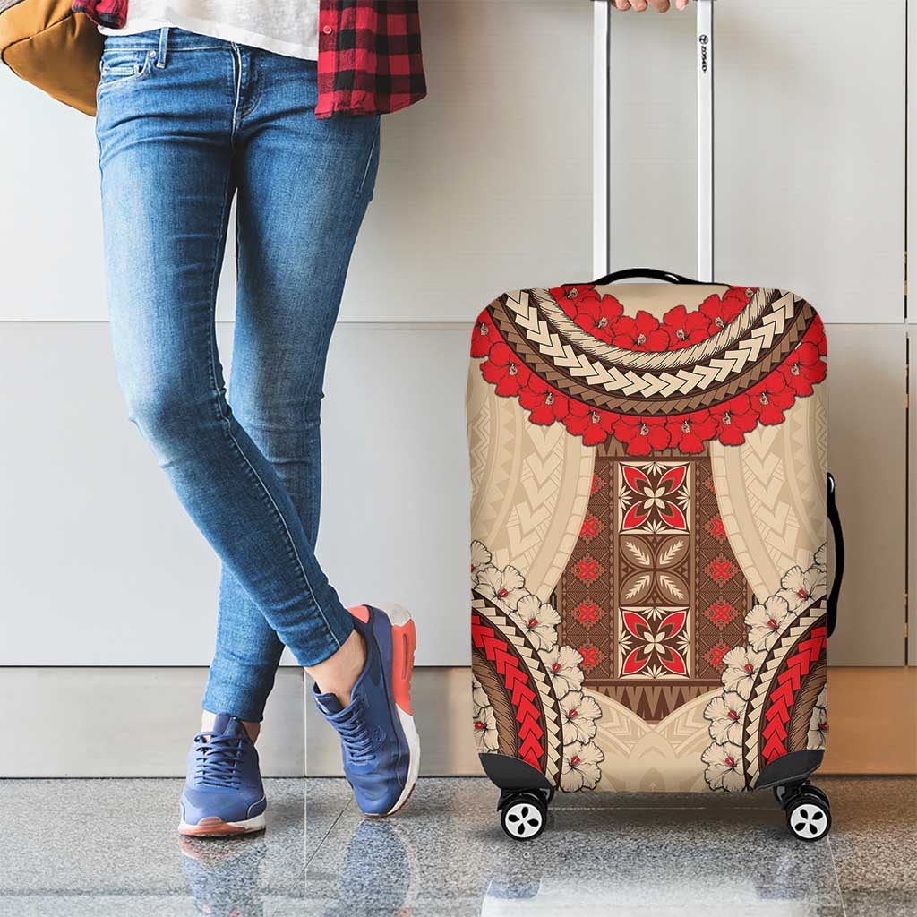 Samoa Language Week Luggage Cover Samoan Motif With Red Hibiscus