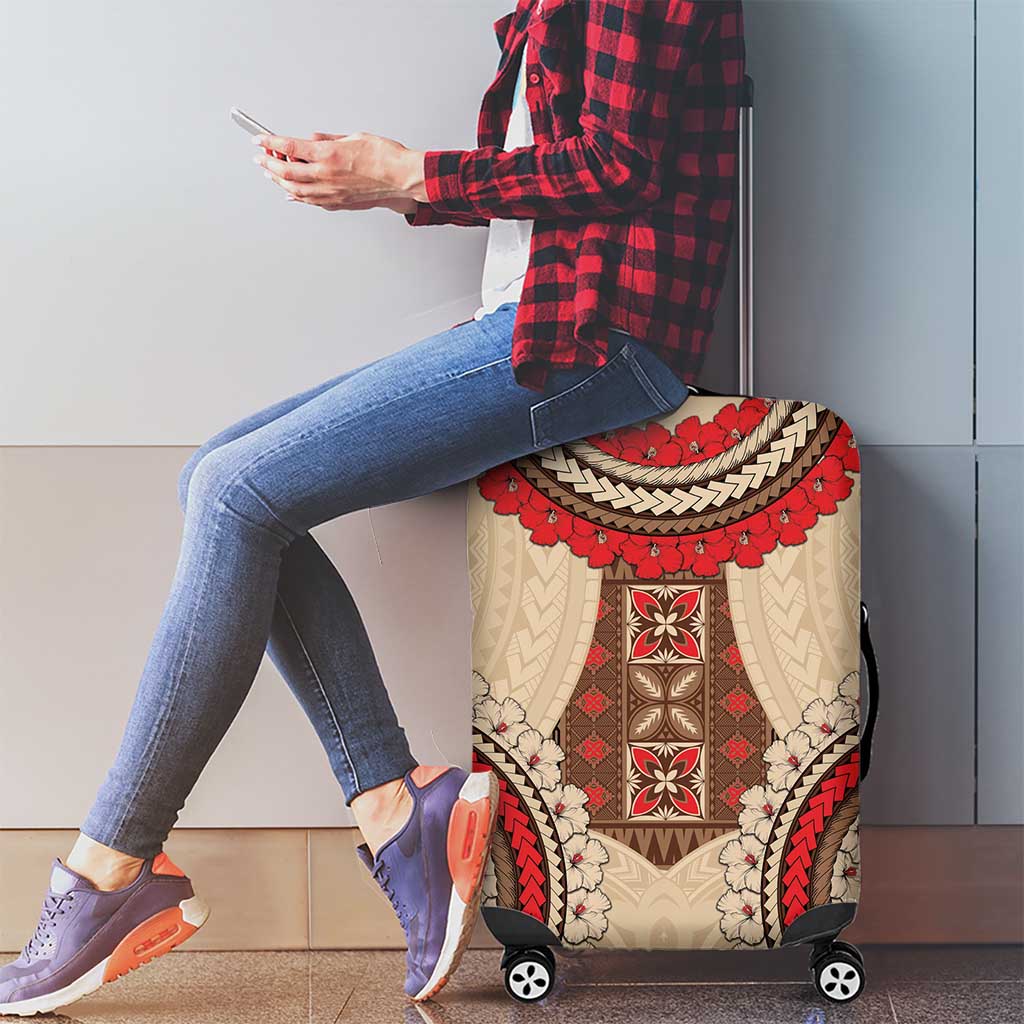 Samoa Language Week Luggage Cover Samoan Motif With Red Hibiscus