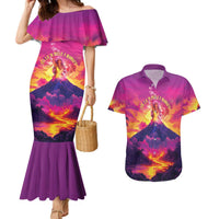 Hawaii Kilauea Volcano Couples Matching Mermaid Dress and Hawaiian Shirt There Is Pele Goddess Of The Volcano LT05 Purple - Polynesian Pride