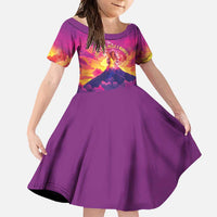 Hawaii Kilauea Volcano Family Matching Long Sleeve Bodycon Dress and Hawaiian Shirt There Is Pele Goddess Of The Volcano LT05 Daughter's Dress Purple - Polynesian Pride