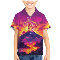 Hawaii Kilauea Volcano Family Matching Mermaid Dress and Hawaiian Shirt There Is Pele Goddess Of The Volcano LT05 Son's Shirt Purple - Polynesian Pride