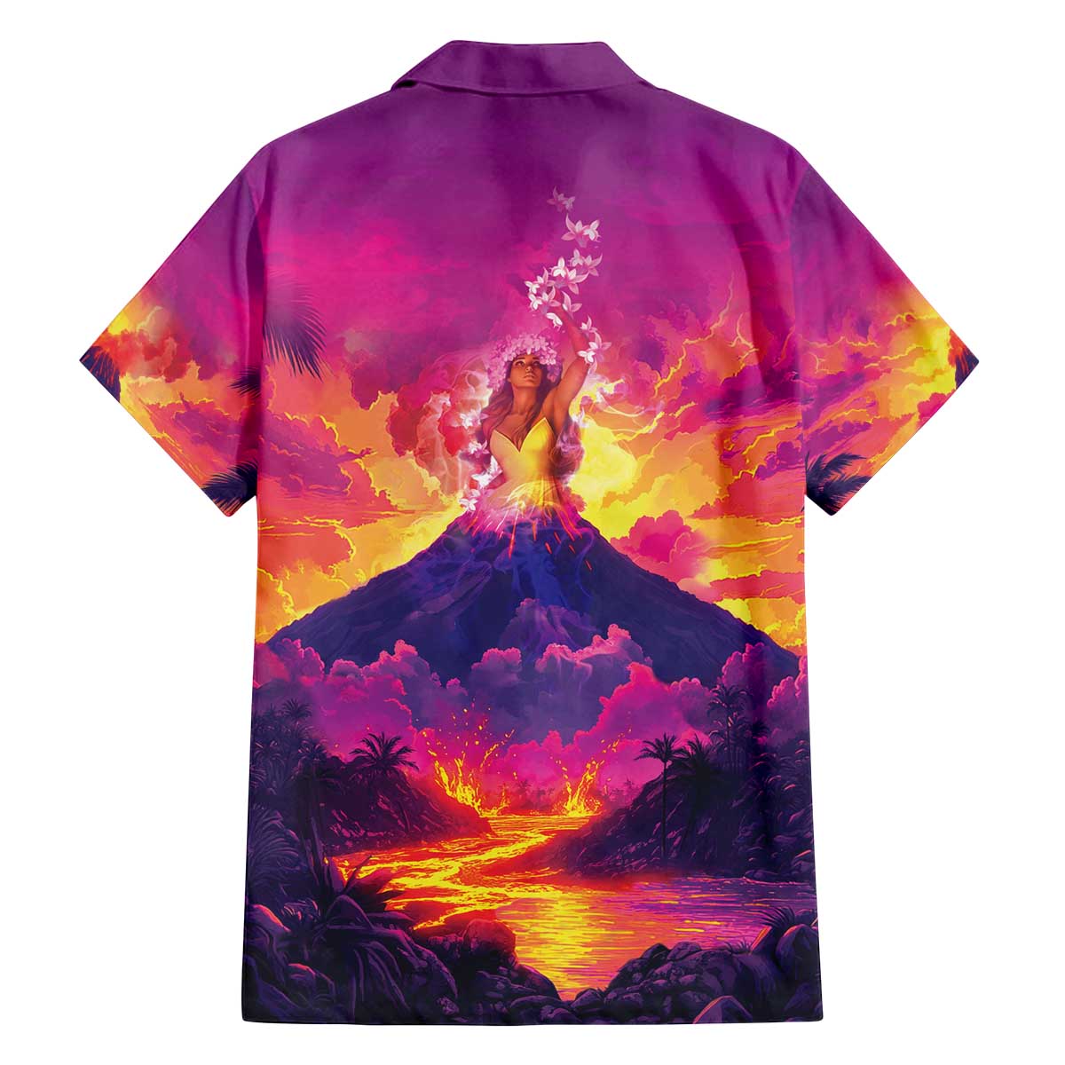 Hawaii Kilauea Volcano Family Matching Off The Shoulder Long Sleeve Dress and Hawaiian Shirt There Is Pele Goddess Of The Volcano LT05 - Polynesian Pride