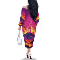 Hawaii Kilauea Volcano Family Matching Off The Shoulder Long Sleeve Dress and Hawaiian Shirt There Is Pele Goddess Of The Volcano LT05 - Polynesian Pride