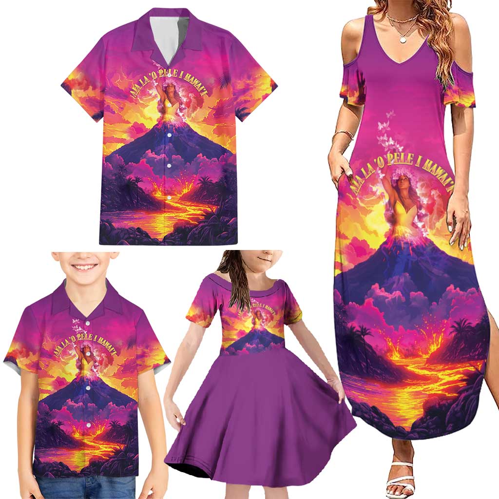 Hawaii Kilauea Volcano Family Matching Summer Maxi Dress and Hawaiian Shirt There Is Pele Goddess Of The Volcano LT05 - Polynesian Pride