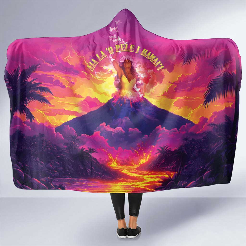 Hawaii Kilauea Volcano Hooded Blanket There Is Pele Goddess Of The Volcano LT05 One Size Purple - Polynesian Pride