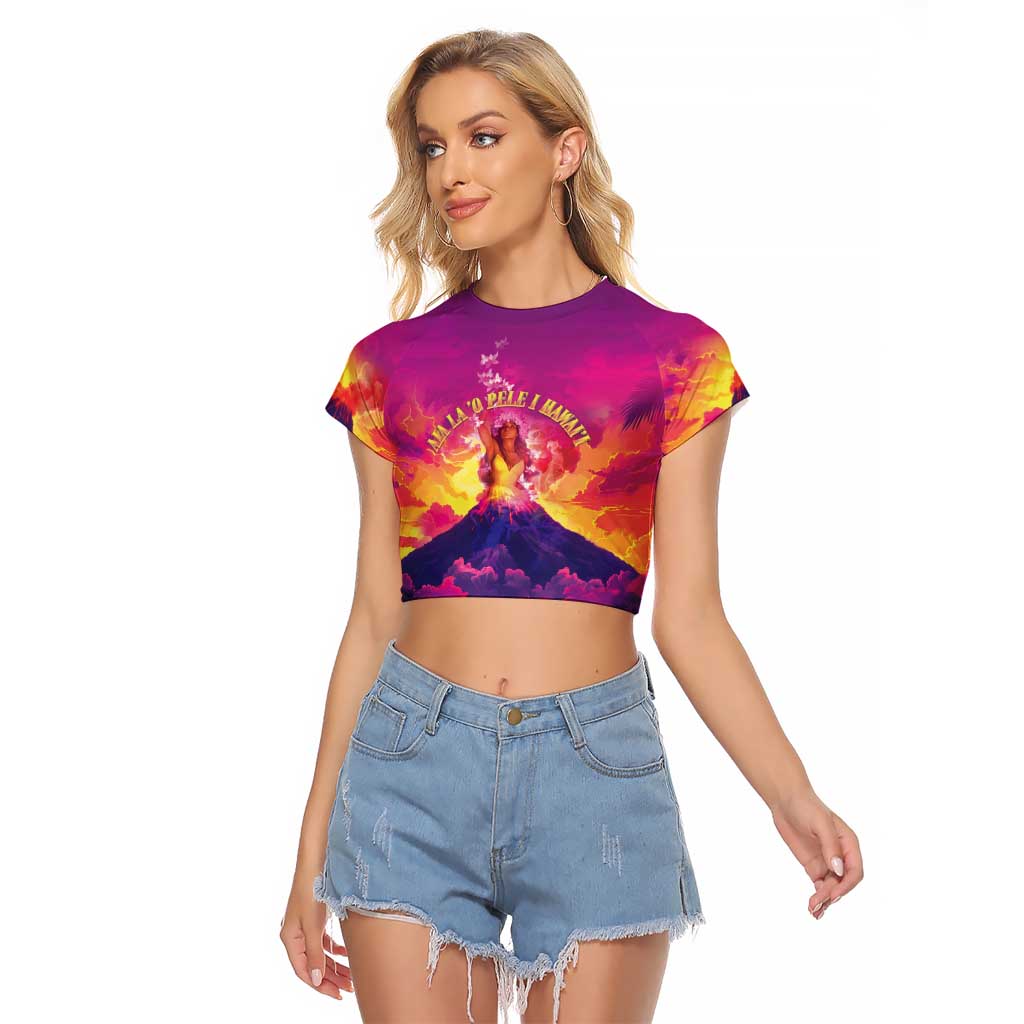 Hawaii Kilauea Volcano Raglan Cropped T Shirt There Is Pele Goddess Of The Volcano - Polynesian Pride