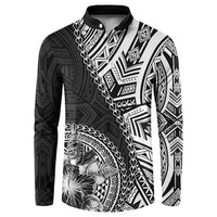 Hibiscus With Black Austronesian Tattoo Pattern Button Sweatshirt - Polynesian Pride