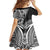 Hibiscus With Black Austronesian Tattoo Pattern Family Matching Off The Shoulder Long Sleeve Dress and Hawaiian Shirt - Polynesian Pride