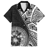 Hibiscus With Black Austronesian Tattoo Pattern Family Matching Off Shoulder Maxi Dress and Hawaiian Shirt - Polynesian Pride