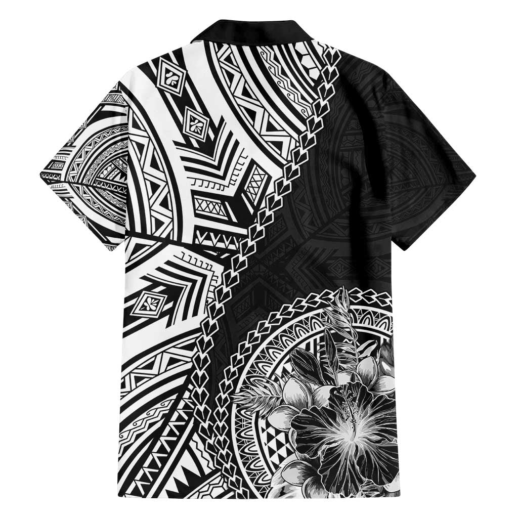 Hibiscus With Black Austronesian Tattoo Pattern Family Matching Off Shoulder Maxi Dress and Hawaiian Shirt - Polynesian Pride