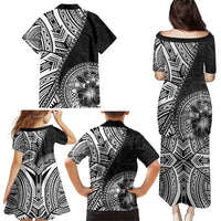 Hibiscus With Black Austronesian Tattoo Pattern Family Matching Puletasi and Hawaiian Shirt - Polynesian Pride