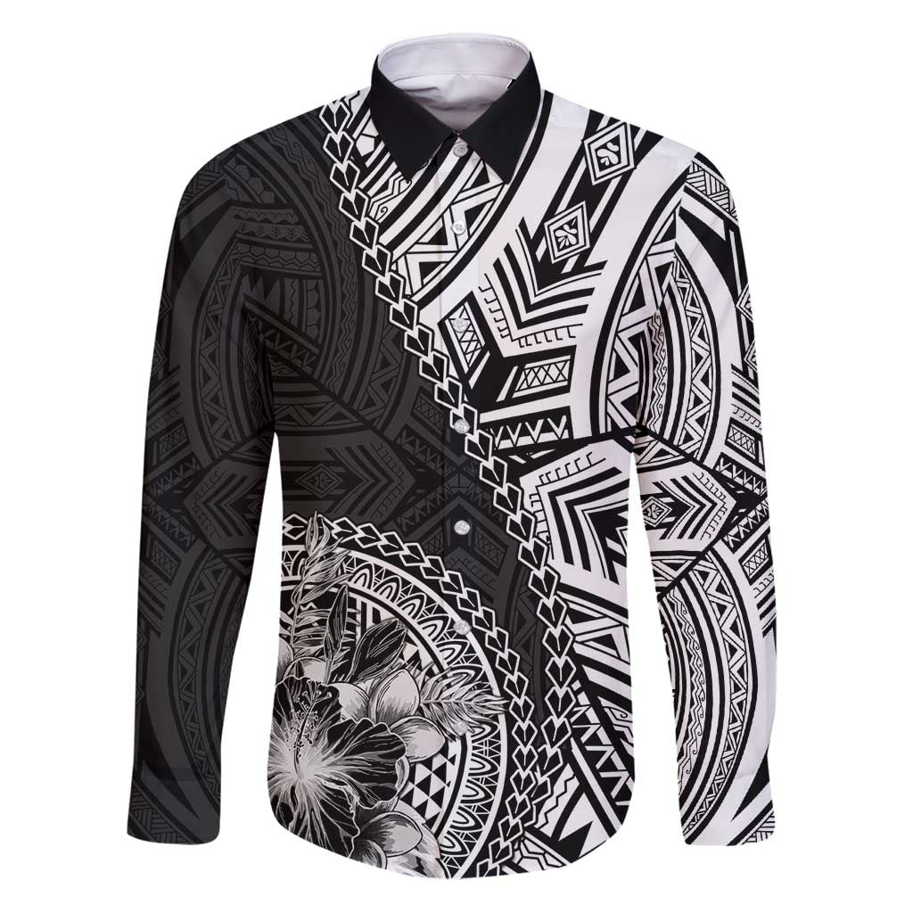 Hibiscus With Black Austronesian Tattoo Pattern Family Matching Puletasi and Hawaiian Shirt - Polynesian Pride