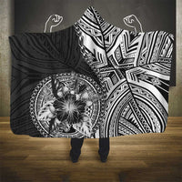Hibiscus With Black Austronesian Tattoo Pattern Hooded Blanket - Polynesian Pride