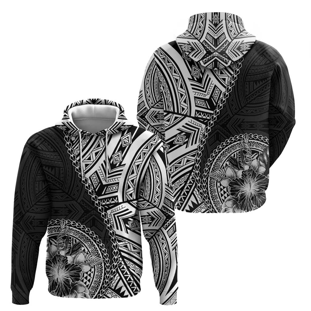 Hibiscus With Black Austronesian Tattoo Pattern Hoodie LT05 - Polynesian Pride