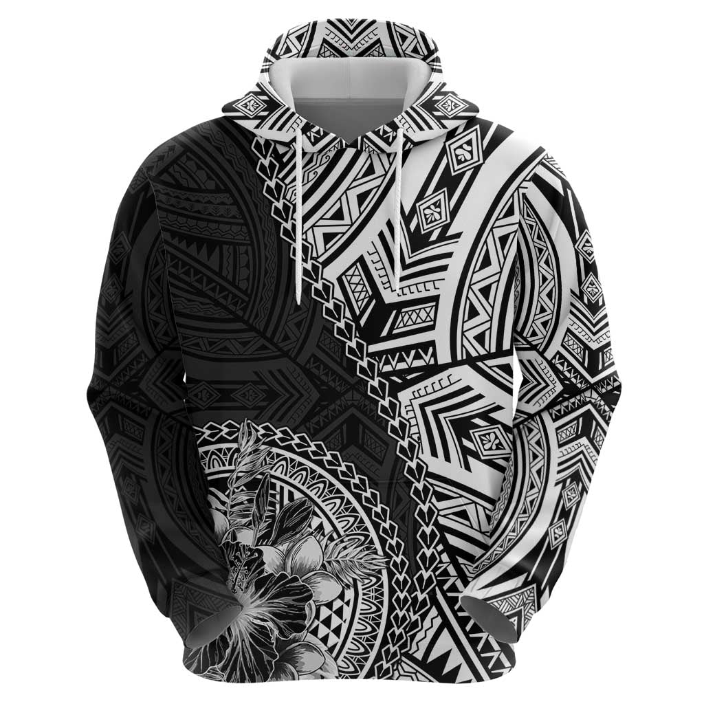 Hibiscus With Black Austronesian Tattoo Pattern Hoodie LT05 - Polynesian Pride