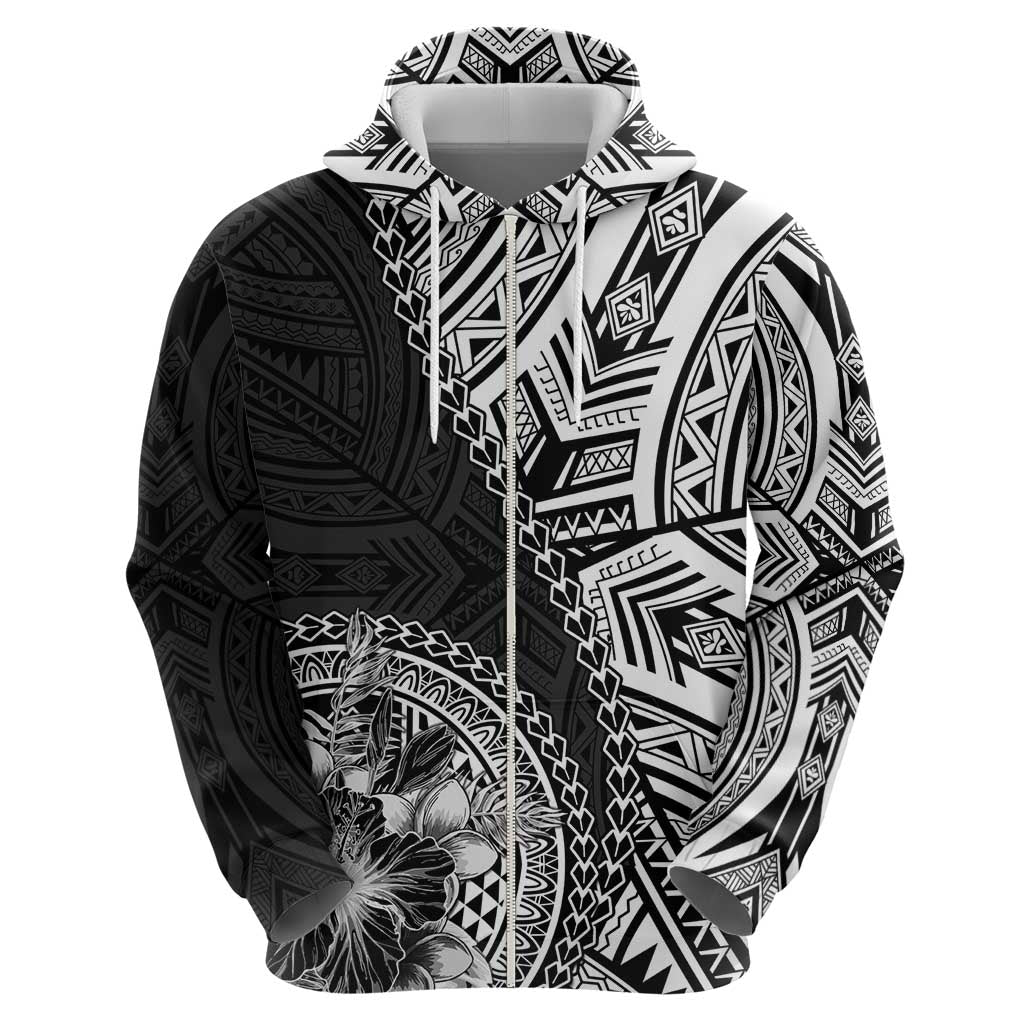 Hibiscus With Black Austronesian Tattoo Pattern Hoodie LT05 - Polynesian Pride