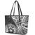 Hibiscus With Black Austronesian Tattoo Pattern Leather Tote Bag - Polynesian Pride