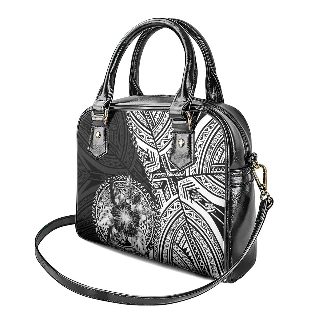 Hibiscus With Black Austronesian Tattoo Pattern Shoulder Handbag - Polynesian Pride