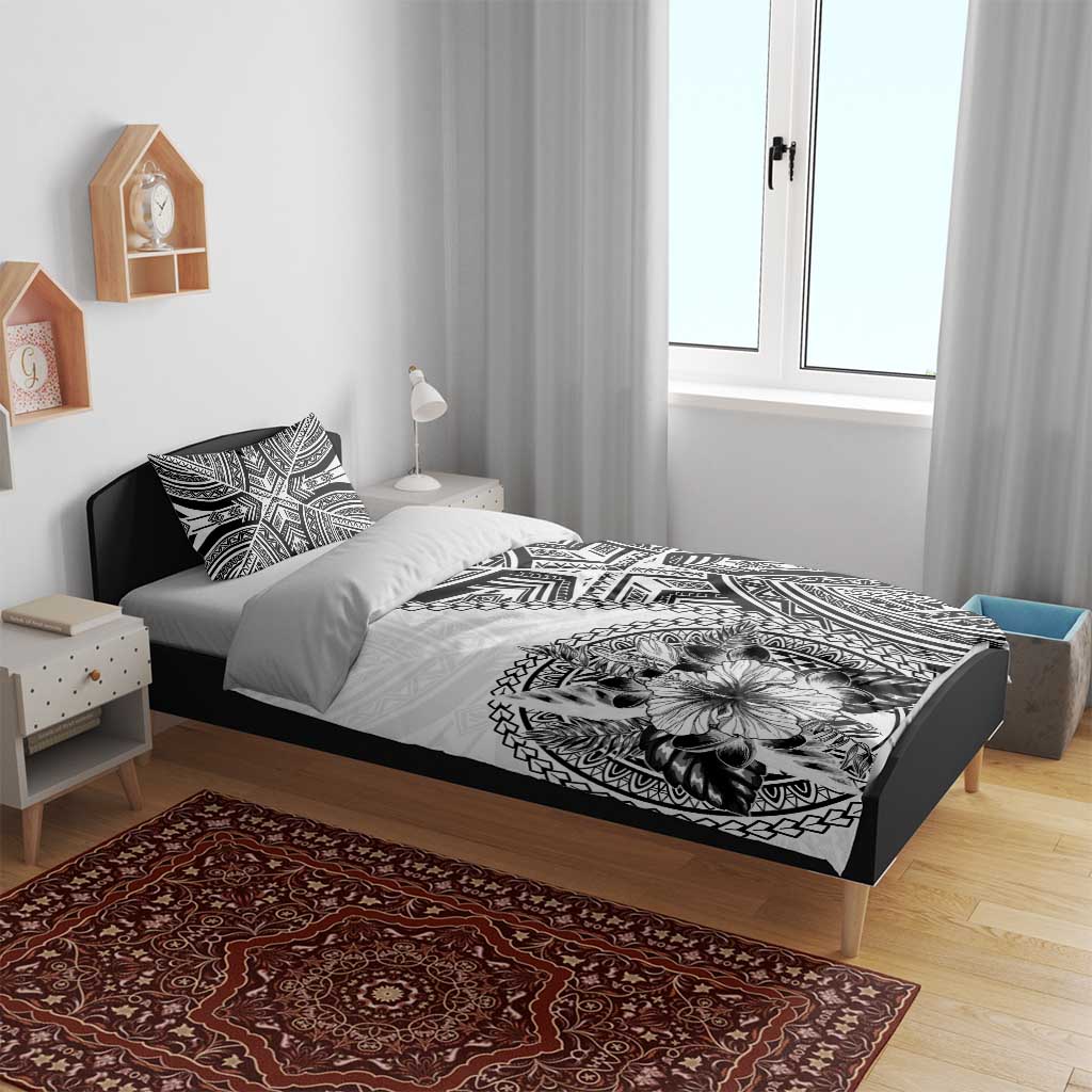 Hibiscus With White Austronesian Tattoo Pattern Bedding Set - Polynesian Pride