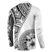 Hibiscus With White Austronesian Tattoo Pattern Button Sweatshirt - Polynesian Pride