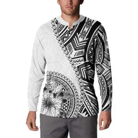 Hibiscus With White Austronesian Tattoo Pattern Button Sweatshirt - Polynesian Pride