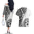 Hibiscus With White Austronesian Tattoo Pattern Couples Matching Off The Shoulder Long Sleeve Dress and Hawaiian Shirt - Polynesian Pride