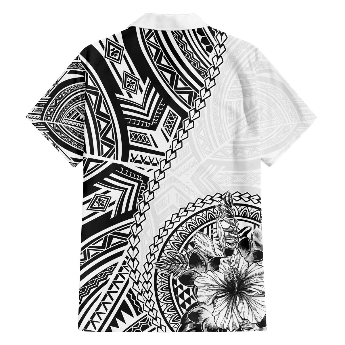 Hibiscus With White Austronesian Tattoo Pattern Family Matching Off The Shoulder Long Sleeve Dress and Hawaiian Shirt - Polynesian Pride
