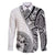 Hibiscus With White Austronesian Tattoo Pattern Family Matching Off The Shoulder Long Sleeve Dress and Hawaiian Shirt - Polynesian Pride