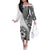Hibiscus With White Austronesian Tattoo Pattern Family Matching Off The Shoulder Long Sleeve Dress and Hawaiian Shirt - Polynesian Pride
