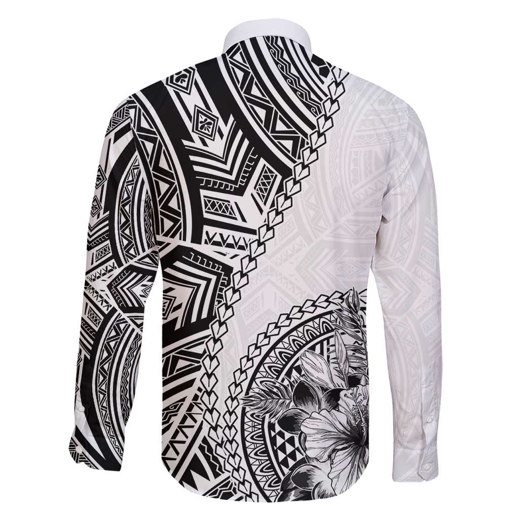 Hibiscus With White Austronesian Tattoo Pattern Family Matching Summer Maxi Dress and Hawaiian Shirt - Polynesian Pride